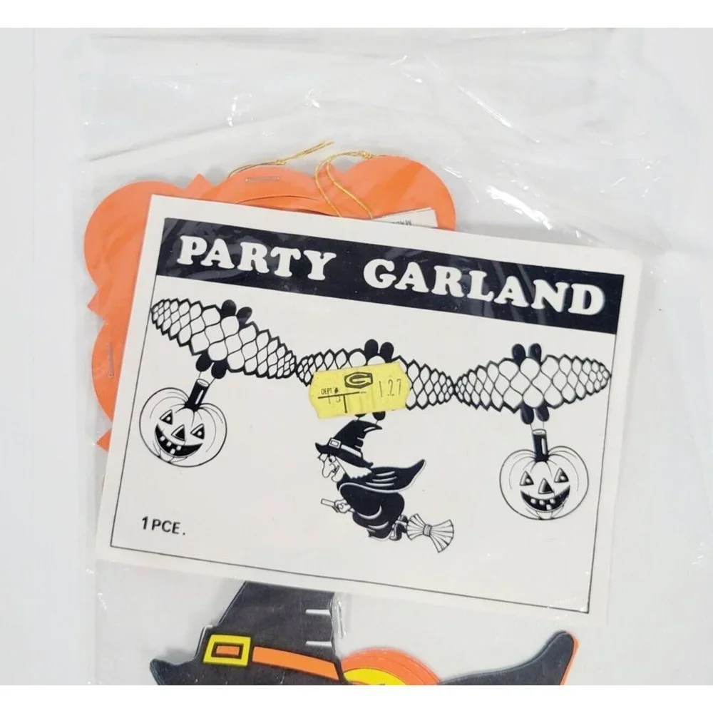 Vtg Halloween Witch 3D Party Garland | 9ft | Kurt Adler | New Old Stock | Japan